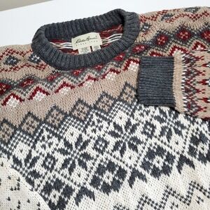 Vintage Eddie Bauer Sweater Mens XL Fair Isle Cotton Made In USA
